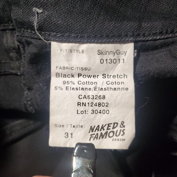 Naked & Famous Skinny Guy Jeans 31W -Painted- Destroyed-- Japanese raw denim - Picture 15 of 16